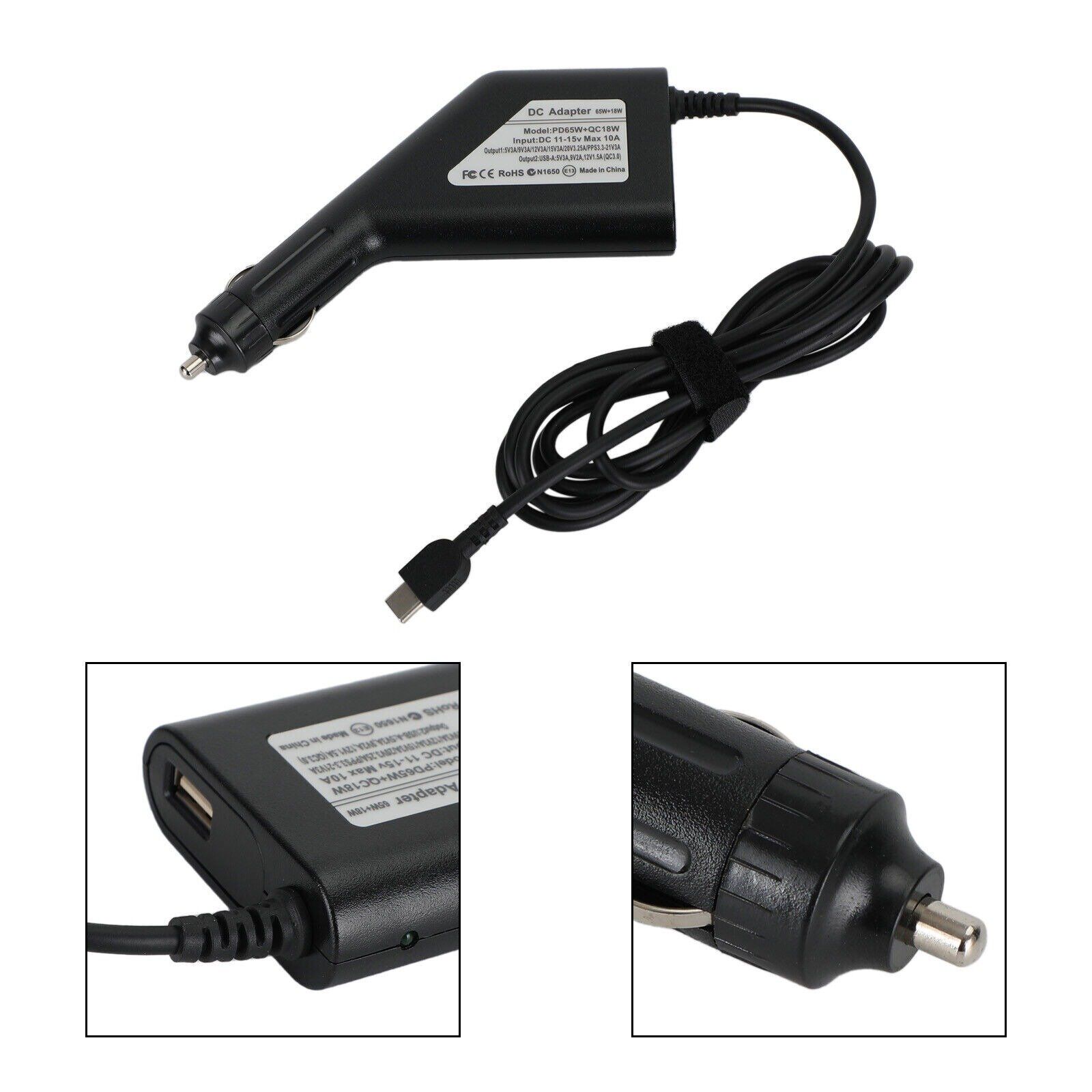 65w Usb-c Universal Laptop Dc Car Charger With Usb Port - Image 2
